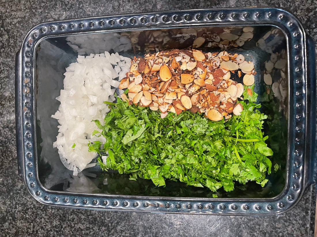 Black Rice, Roasted Almonds , Cilantro, Onions with our French Blend Fleur de Sel. Recipe
