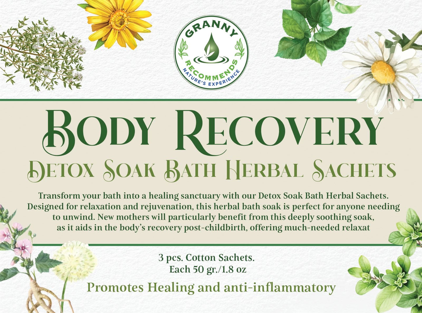 Body Recovery, Soak Bath – Aromatic Herbal Sachets