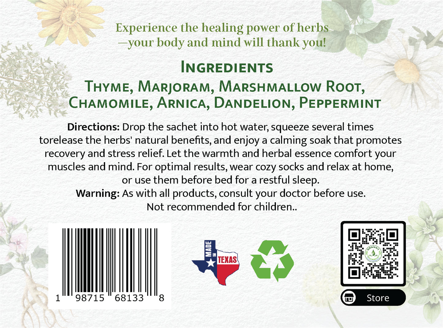 Body Recovery, Soak Bath – Aromatic Herbal Sachets