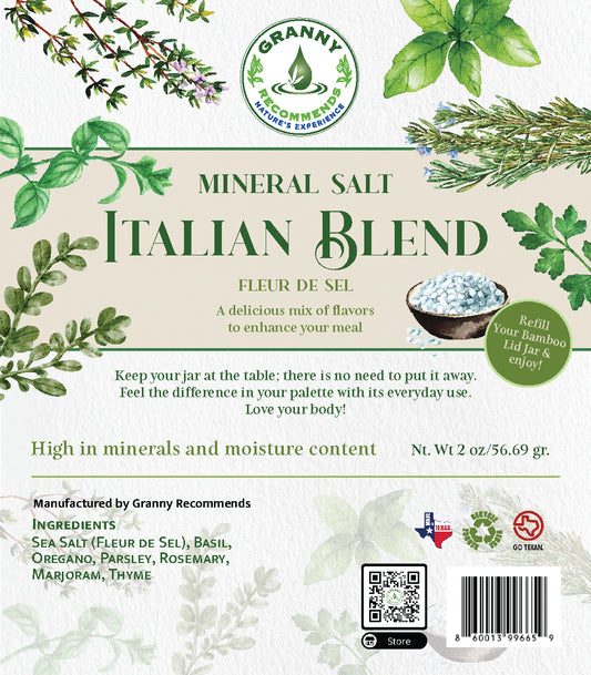 Fleur de Sel, Italian Blend, Jar Refill